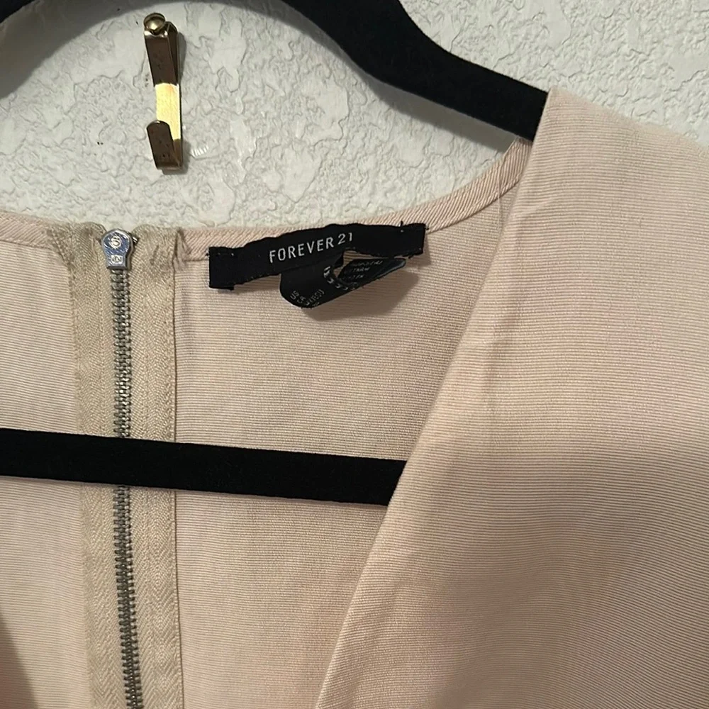 Forever 21 Tan Asymmetrical Puff Sleeve Crop Blouse - Picture 6 of 9